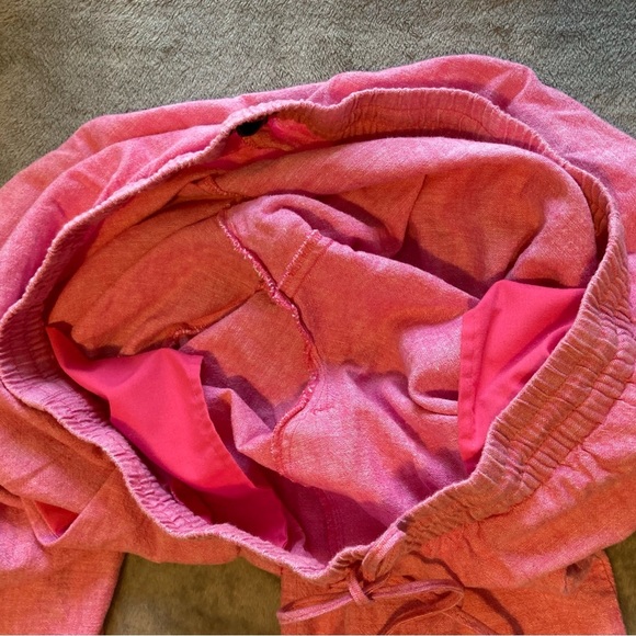 J. Crew Linen+Cotton Pink Straight Leg Cuffed Pants with Drawstring Waist - Picture 9 of 10